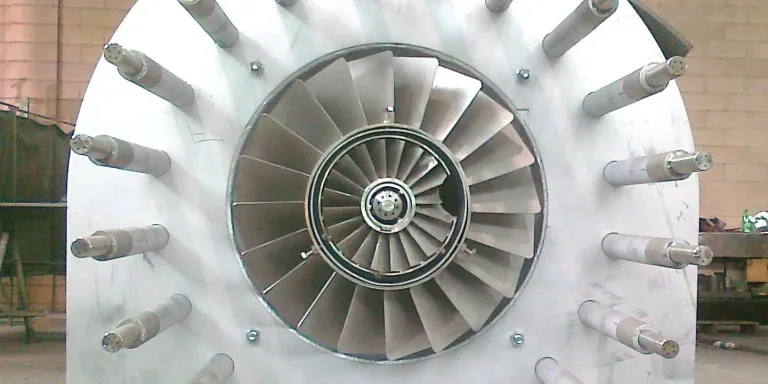 Front view of an industrial burner air register