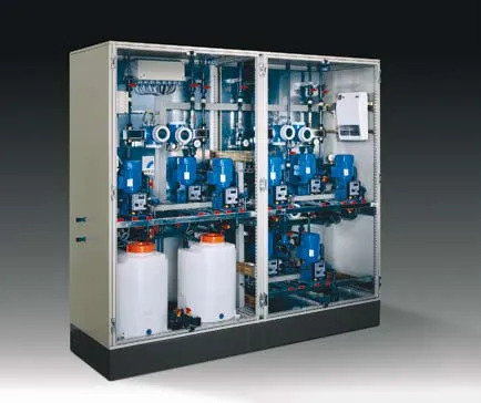 Complete SERA dosing system in a cabinet with tanks and pumps
